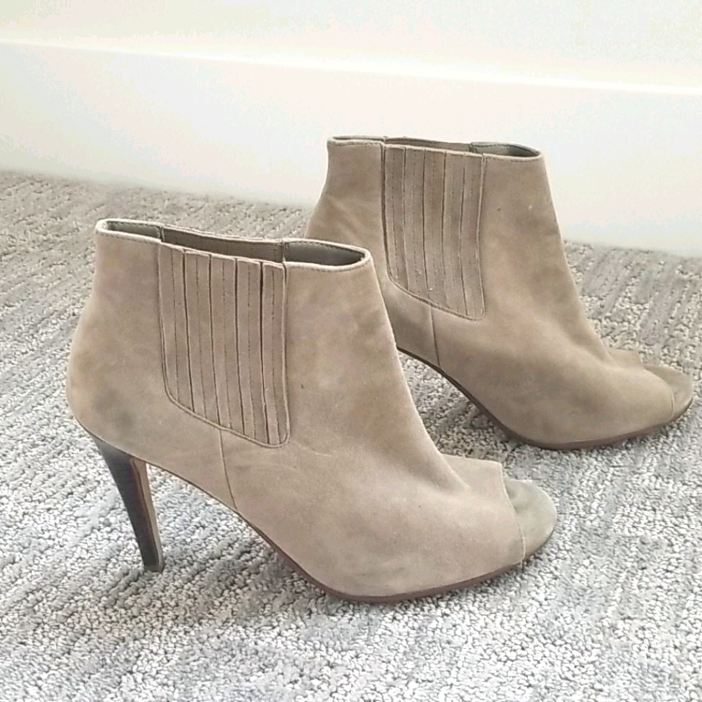 Beige Suede Booties